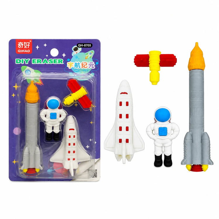 4 Pcs Space Astronauts Theme Eraser Set