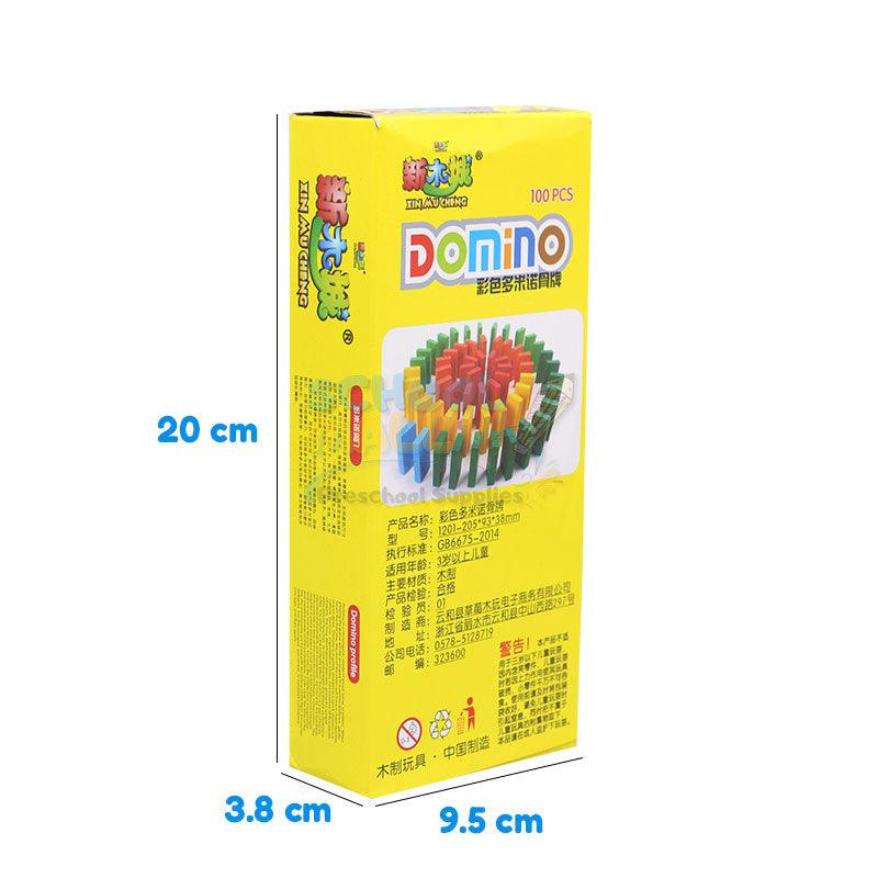 100 Pcs Wooden Colorful Domino Blocks