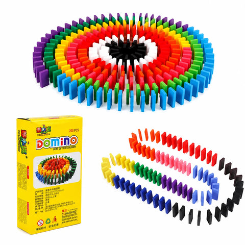 100 Pcs Wooden Colorful Domino Blocks