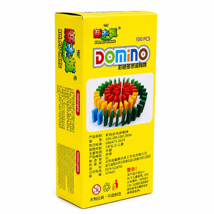 100 Pcs Wooden Colorful Domino Blocks